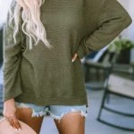 Kassidy Waffle Knit Oversized Top - Cozy and Stylish Long Sleeve Casual Wear