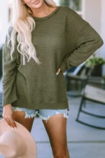 Kassidy Waffle Knit Oversized Top - Cozy and Stylish Long Sleeve Casual Wear