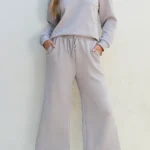 Laylah Textured Top and Pants Set - Chic V-Neck Top with Comfy Wide Leg Pants