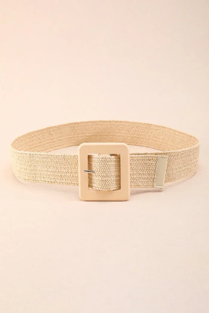 Bohemian Woven Square Buckle Wide Belt - Stylish & Durable Boho Accessory | Perfect for Dresses, Skirts & More - Image 1