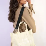 Leona Letter Pattern Canvas Shoulder Shopper Tote Bag Stylish, Durable & Spacious