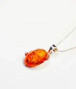 Amber Tidal Pendant Necklace - Baltic Cognac Amber & Sterling Silver | Horizon Collection - Image 3