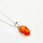 Amber Tidal Pendant Necklace - Baltic Cognac Amber & Sterling Silver | Horizon Collection