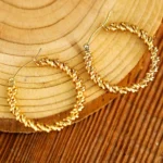 Gold Vintage Textured Hoop Earrings - Timeless Elegance in Durable Titanium Steel