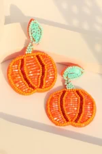 Elegant Halloween Pumpkin Earrings | Lightweight & Comfy Beaded Dangle Design - Image 3