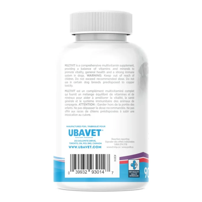 UBAVET MULTIVIT Daily Vitamin and Mineral Tablets for Dogs 90 Chewable Tablets Comprehensive Nutritional Support - Image 2