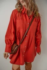Eleanor Bishop Sleeve Button Up Pleated Mini Dress - Timeless Elegance & Versatile Style - Image 2