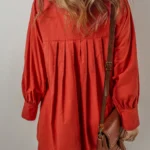 Eleanor Bishop Sleeve Button Up Pleated Mini Dress - Timeless Elegance & Versatile Style