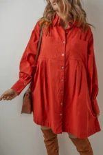Eleanor Bishop Sleeve Button Up Pleated Mini Dress - Timeless Elegance & Versatile Style - Image 3