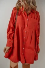 Eleanor Bishop Sleeve Button Up Pleated Mini Dress - Timeless Elegance & Versatile Style - Image 5