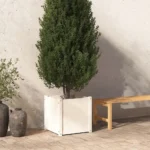 Elegant White Garden Planter - 19.7"x19.7"x19.7" Durable Solid Pine Wood Planter for All-Season Use - Image 6