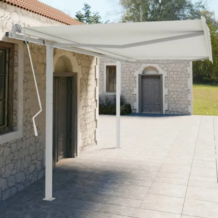 Durable White Awning Post Set Sturdy Iron Construction, 177.2" x 96.5" Ideal for Terrace, Balcony, or Garden - Image 6