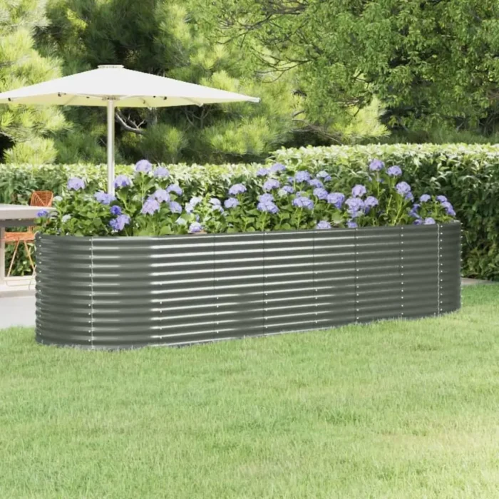 Durable Garden Raised Bed with Powder-Coated Steel Frame, 126.8"x39.4"x26.8" - Weather-Resistant, Gray | Ideal for Outdoor Gardening - Image 6
