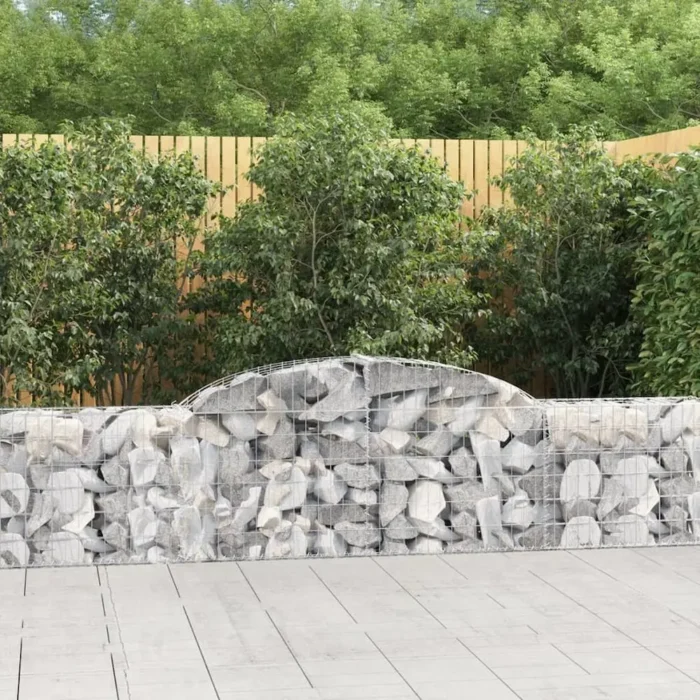Durable Arched Gabion Basket - Stylish Garden Barriers 118.1"x11.8"x23.6"/31.5" Galvanized Iron - Image 6