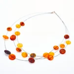 RAW Layered Amber Discs Necklace - Genuine Baltic Amber & Multi-Strand Design