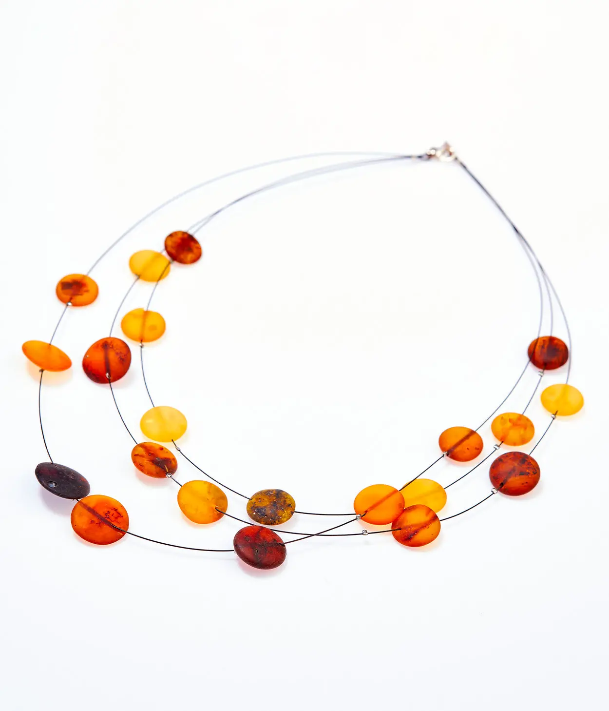40335469_large.webp RAW Layered Amber Discs Necklace - Genuine Baltic Amber & Multi-Strand Design - Image 1
