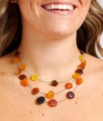 RAW Layered Amber Discs Necklace - Genuine Baltic Amber & Multi-Strand Design - Image 2