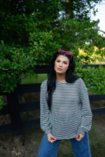 Elouise Stripe Long Sleeve Top - Timeless Stripes, Comfortable Drop Shoulder Design - Image 4