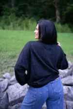 Layne Game Day Pullover Sweatshirt - Sporty Chic Mock Neck, Relaxed Fit & Ribbed Detailing - Image 2
