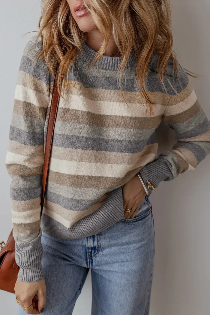 Eliana Stripe Ribbed Sweater - Cozy, Colorful, and Stylish Knitwear for All Seasons | Trendy Wardrobe Upgrade - Image 2