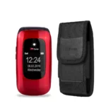 TTfone Lunar TT750 Red Flip Big Button Senior Mobile with Holster Case - O2 Pay As You Go Bundle
