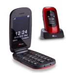 TTfone Lunar TT750 Red Flip Big Button Senior Mobile with Holster Case - O2 Pay As You Go Bundle - Image 2
