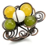 Antique Tone Brass Ring with Multi-Color Assorted Stones - Unique & Stylish Jewelry | Shop Now!