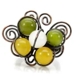 Antique Tone Brass Ring with Multi-Color Assorted Stones - Unique & Stylish Jewelry | Shop Now! - Image 3