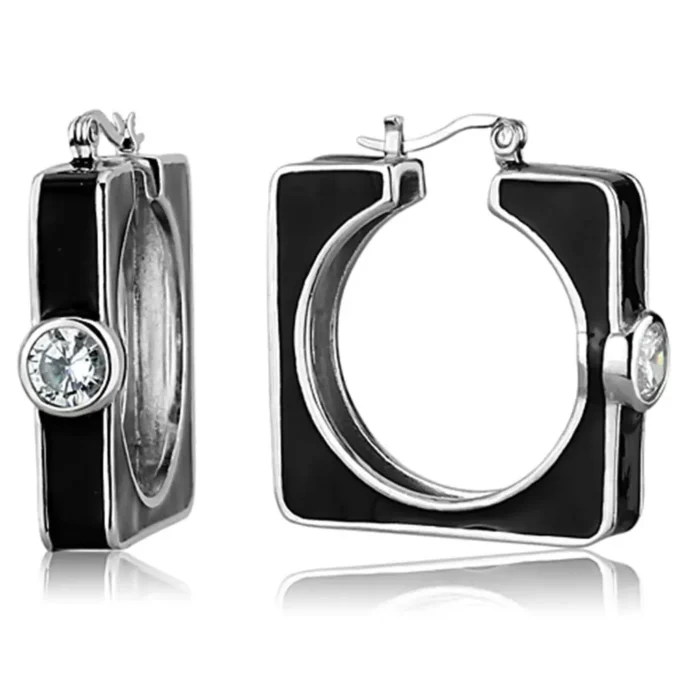 Exquisite Rhodium 925 Sterling Silver Earrings with Clear AAA Grade CZ Stones - Elegance and Shine - Image 1