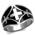 Stunning High Polished Stainless Steel Ring with Jet Epoxy Center - Premium Quality & Timeless Design