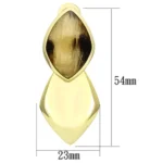 Elegant IP Gold Brass Earrings with Exotic Animal Pattern Synthetic Stone - Image 2