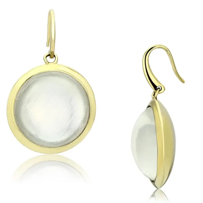 Elegant IP Gold-Plated Brass Earrings with Clear Synthetic Stone | VL102 - Image 1