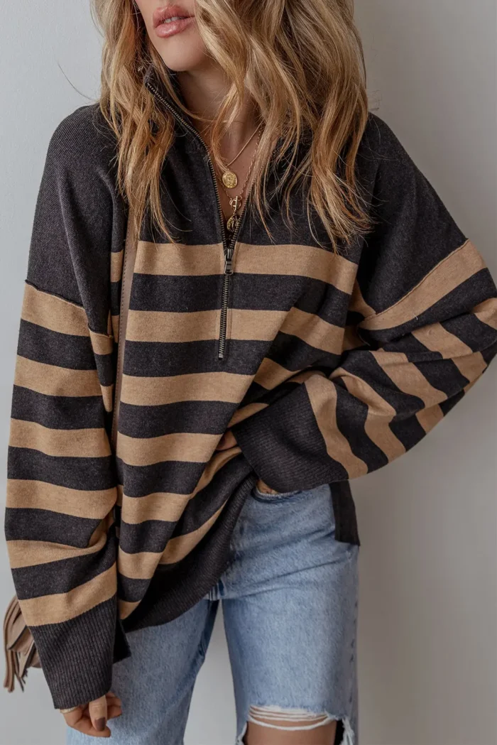 Adeline Stripe Oversized Sweater - Chic & Cozy, Perfect for Any Outfit | Shop Now - Image 3