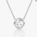 AGI Certified 1.00 Ctw Lab Grown Diamond Pendant - G/VS Clarity - 14K White or Yellow Gold Bezel Set