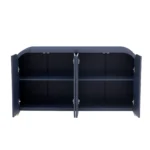 4-Door Curved Corner Wave Pattern Cabinet with Adjustable Shelves - Perfect for Study, Living Room, or Entrance - Image 4