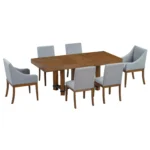 Rustic 7-Piece Extendable Dining Table Set - 76.4'' Table with 18'' Removable Leaf, 2 Arm Chairs & 4 Armless Chairs, Brown - Image 2