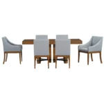 Rustic 7-Piece Extendable Dining Table Set - 76.4'' Table with 18'' Removable Leaf, 2 Arm Chairs & 4 Armless Chairs, Brown - Image 3