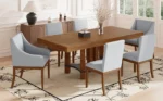 Rustic 7-Piece Extendable Dining Table Set - 76.4'' Table with 18'' Removable Leaf, 2 Arm Chairs & 4 Armless Chairs, Brown - Image 14
