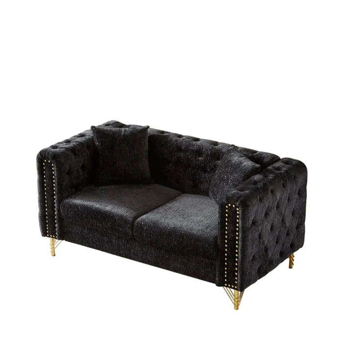 Modern 60-Inch Chenille Sofa with Copper Nailhead Trim - Button Tufted Couch for Living Room - Image 3