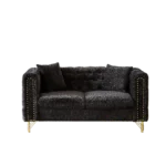 Modern 60-Inch Chenille Sofa with Copper Nailhead Trim - Button Tufted Couch for Living Room - Image 4