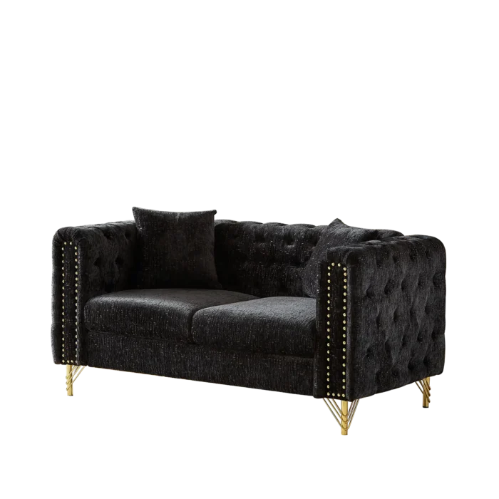 Modern 60-Inch Chenille Sofa with Copper Nailhead Trim - Button Tufted Couch for Living Room - Image 5