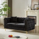 Modern 60-Inch Chenille Sofa with Copper Nailhead Trim - Button Tufted Couch for Living Room - Image 6