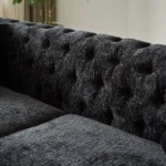 Modern 60-Inch Chenille Sofa with Copper Nailhead Trim - Button Tufted Couch for Living Room - Image 7