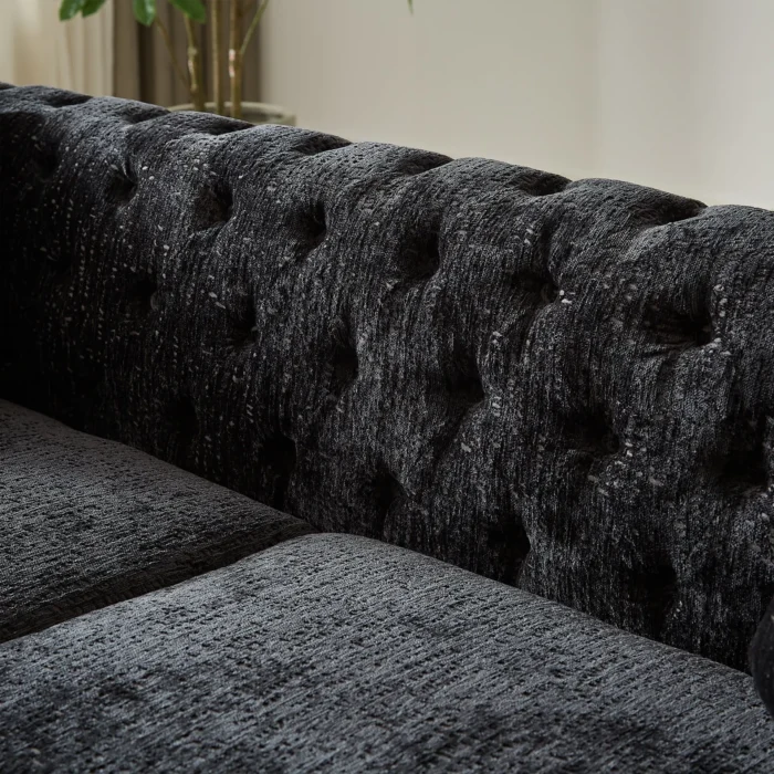 Modern 60-Inch Chenille Sofa with Copper Nailhead Trim - Button Tufted Couch for Living Room - Image 7