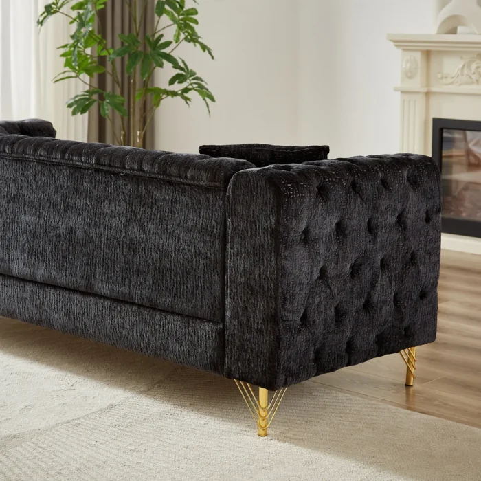 Modern 60-Inch Chenille Sofa with Copper Nailhead Trim - Button Tufted Couch for Living Room - Image 8