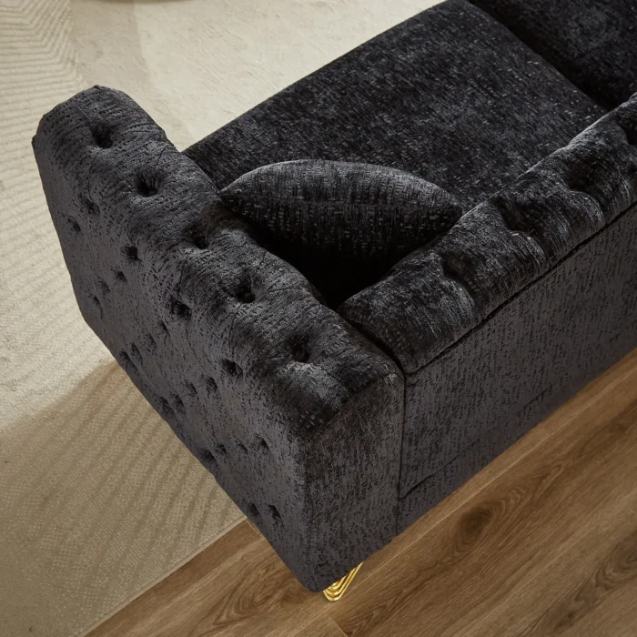 Modern 60-Inch Chenille Sofa with Copper Nailhead Trim - Button Tufted Couch for Living Room - Image 10