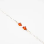 Silver Link Chain Infinity Bracelet - Elegant Sterling Silver & Baltic Amber