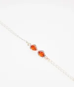 Silver Link Chain Infinity Bracelet - Elegant Sterling Silver & Baltic Amber
