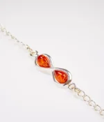 Silver Link Chain Infinity Bracelet - Elegant Sterling Silver & Baltic Amber - Image 3