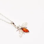 Amber Bee Necklace - Embrace Community, Creativity & Personal Power | Sterling Silver & Baltic Amber